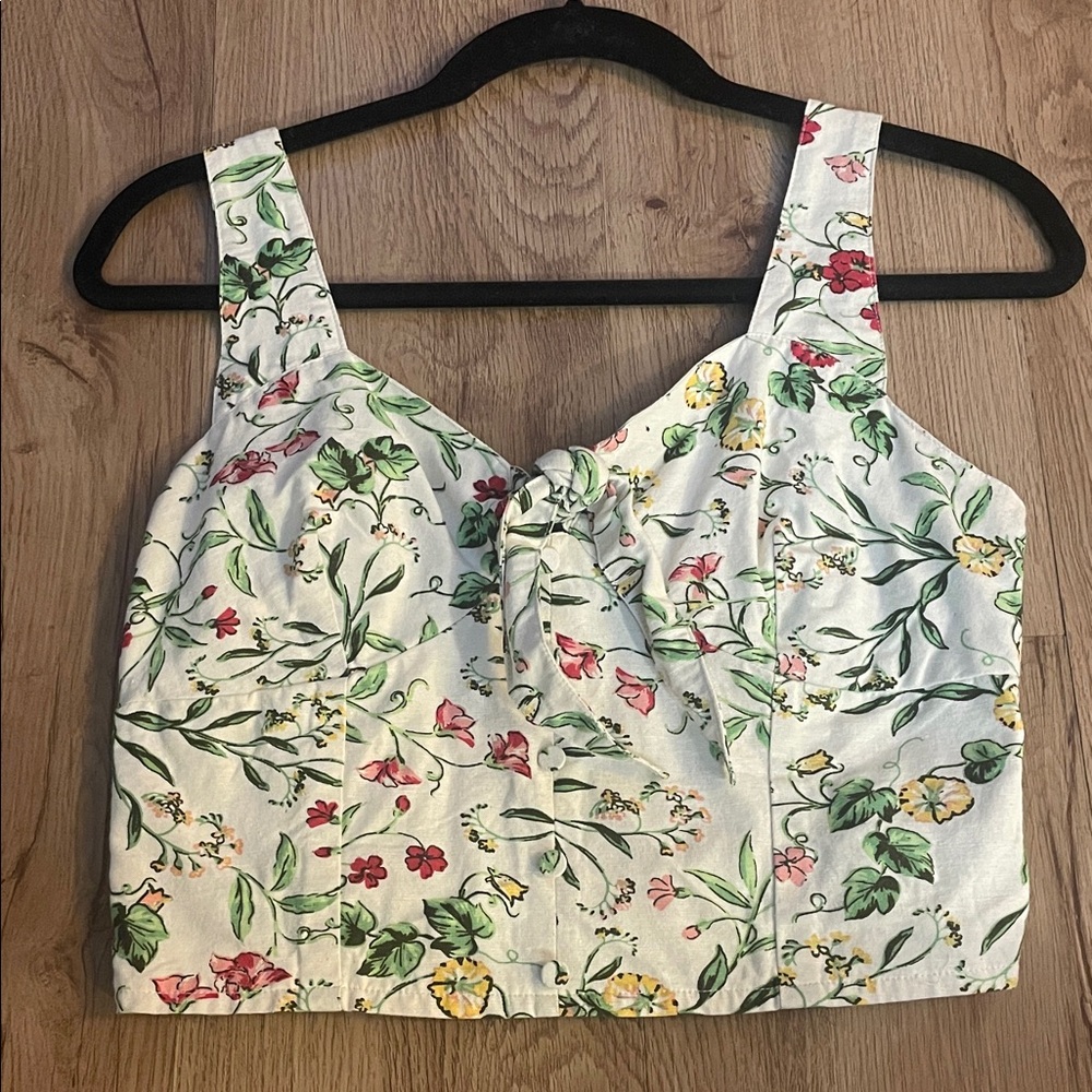 Floral Tie-Front Crop Top